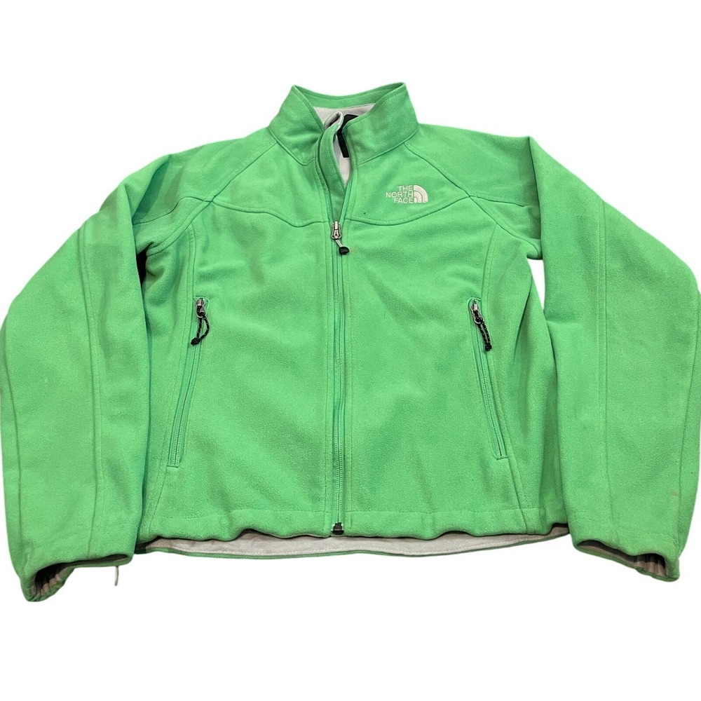 The North Face Fleece Jacket Womens Medium Green‎ Windwall Full Zip Outdoor
